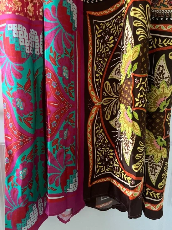 🩷💫FARM RIO DRESS💚✨🩵 Multicolor Patchwork Midi Dress with Spaghetti Straps💛 - Picture 12 of 12